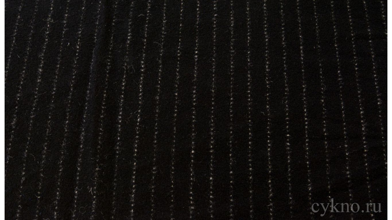 Ткань Пальтовая черная с белой полоской